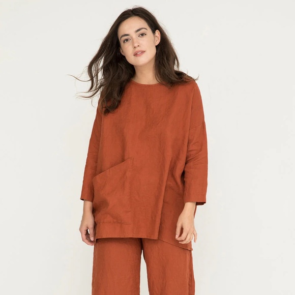 Elizabeth Suzann Harper Single Front Pocket Tunic Linen OSM - Picture 1 of 8